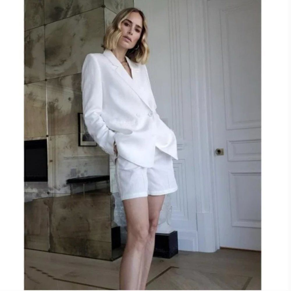 Anine Bing Mila White Shorts Linen Blend Size 38 Medium